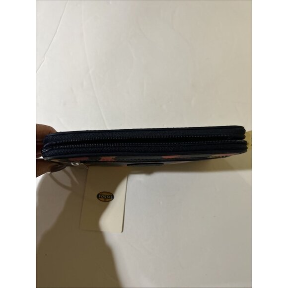 Fossil Key-Per Zip Around Wallet Color Print Canvas Key Ring Multicolor New - Picture 5 of 9